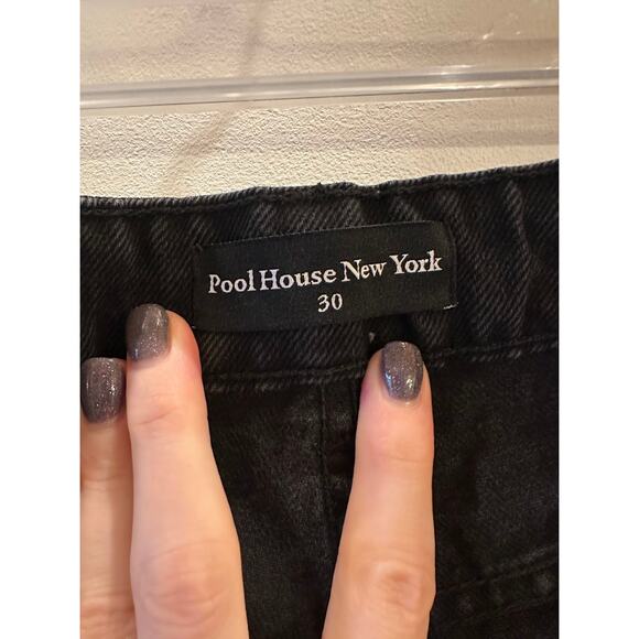 Pool House New York Tokyo Dad Jeans Baggy Wide-Leg Black Dark Wash 30 - Picture 5 of 12